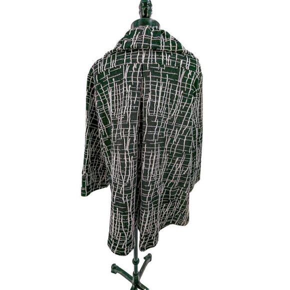 Yushi Women Black Two Button Front Textured Plaid Jacket Size Large - Picture 2 of 14